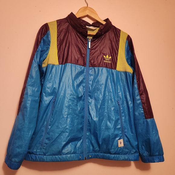 adidas Originals Other - Y2K Adidas Originals Colorblock Windbreaker Jacket Mens M Burgundy Blue